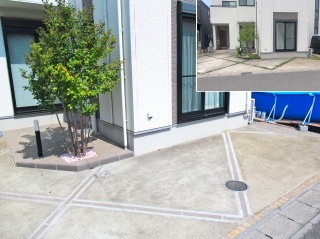 車庫目地を芝生からインターロッキングにリフォーム　柏市M邸