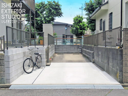 庭を削って車庫と自転車を平行して置けるように拡張リフォーム