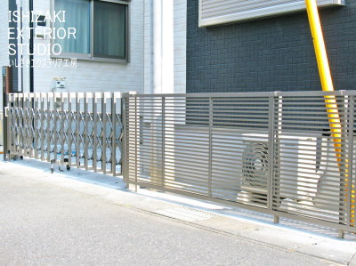 機能門柱＋ゲート＋フェンスの防犯対策強化外構