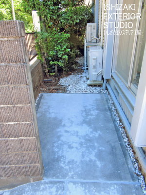 施工後の土間コンクリートテラスの庭