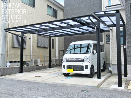 ワイドカーポートと防犯カメラで愛車の盗難防止