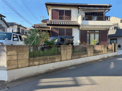 施工前の境界ブロック＋フェンス