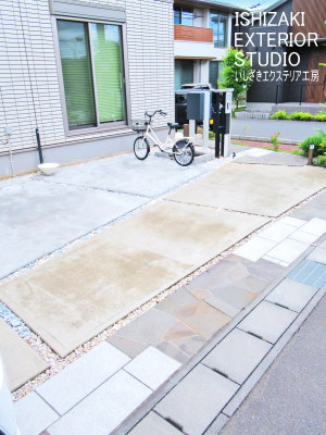 芝を土間コンクリートに車庫にリフォーム後