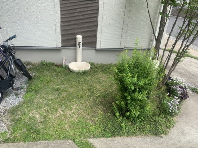 除草が大変だった施工前の芝生のスペース