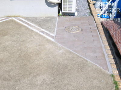 インターロッキングで芝のスペースを埋めた施工後