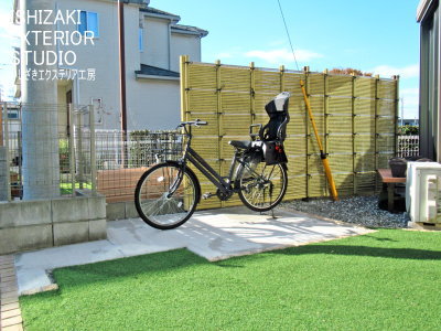 庭の一部を自転車置場にリフォーム後