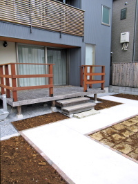 土間アプローチ×砂利舗装で既存の庭をローメンテにリフォーム　東京都K邸