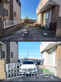 伸縮門扉カーゲートで車庫の防犯対策を　松戸市K邸