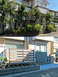 庭→1台分の車庫増設×門袖×デッキへリフォーム　流山市Y邸