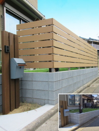 土留めと木調横板フェンスでお手入れフリーな目隠しを　柏市O邸