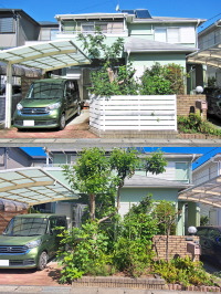 木調フェンスで道路への枝のはみ出し防止　柏市O邸