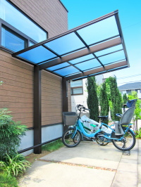 車止めバー付きサイクルポートで自転車盗難防止　柏市Y邸