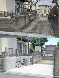 庭を縮小→既存車庫＋自転車1台分に拡張リフォーム　柏市T邸