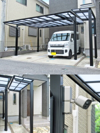 カーポート×サイクルポート×センサカメラで防犯対策　白井市A邸