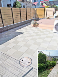 タイルテラス×平板テラスでお庭の雑草対策　柏市N邸